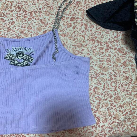 Derek Heart Angel purple crop top with chain straps size large - Picture 4 of 5